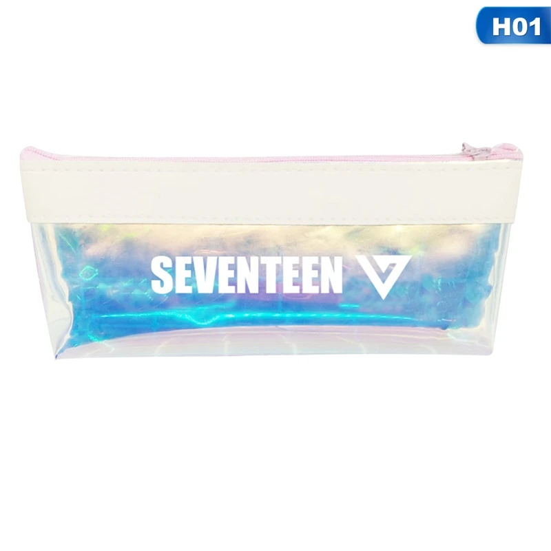 H01 Kpop SEVENTEEN TXT дважды Карандаш Чехол реквизит Лазерная Монета Сумка Хип вентилятор подарок для школы офисные принадлежности - Цвет: H01