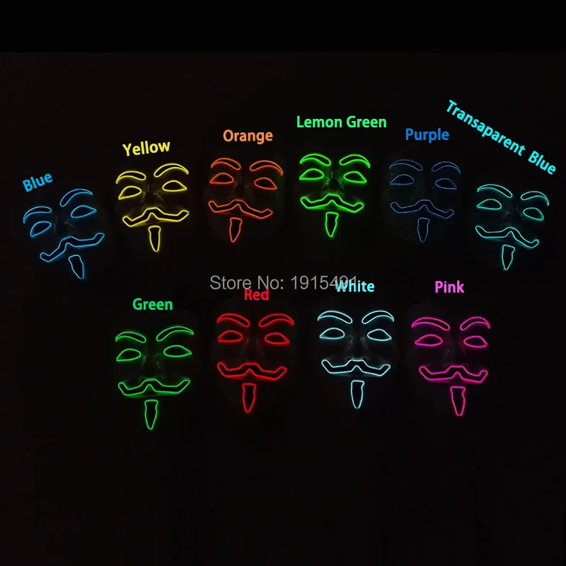 2017 модная светодиодная светящаяся маска неоновая Праздничная декоративная 10