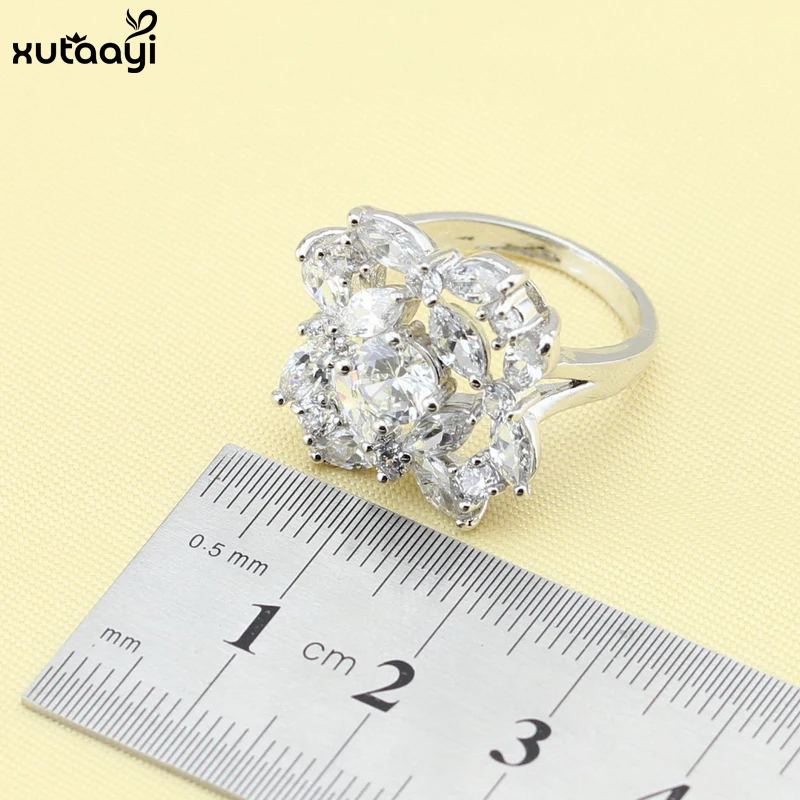 XUTAAYI новый серебряный цвет цветной комплект ювелирных изделий белый фианит