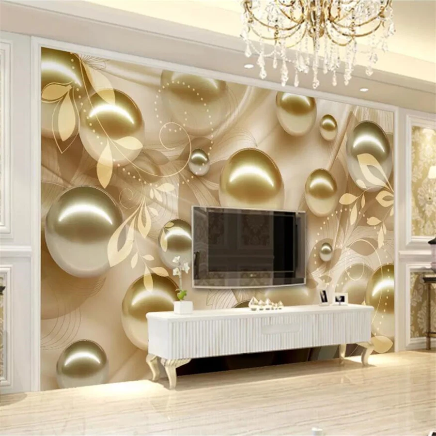 wellyu Custom wallpaper fashion 3d photo murals golden pearl beautiful pattern stereo TV background wall paper papel de parede |