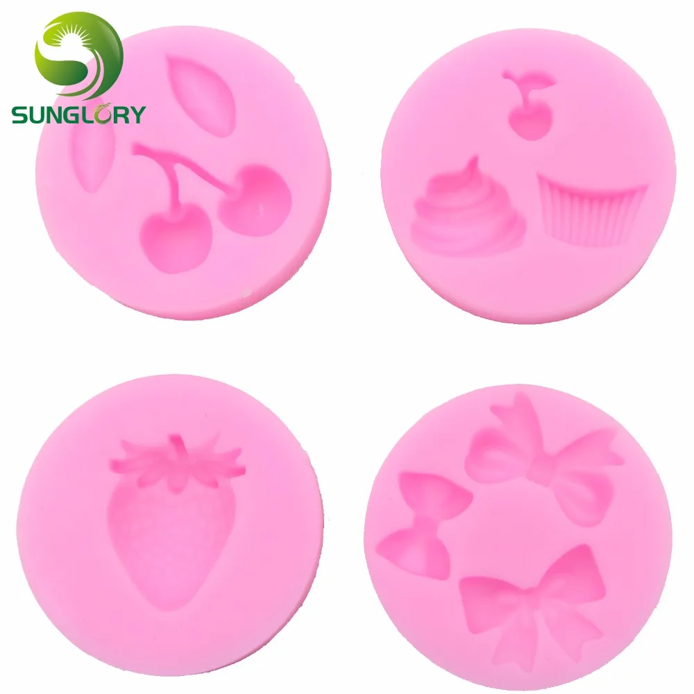 4 шт Вишневый бант силиконовая форма DIY Жевательная паста клубника Icecream для