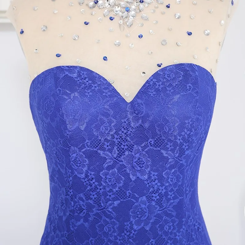 Новинка ярко-синие вечерние платья с рукавами-крылышками русалки кружевное