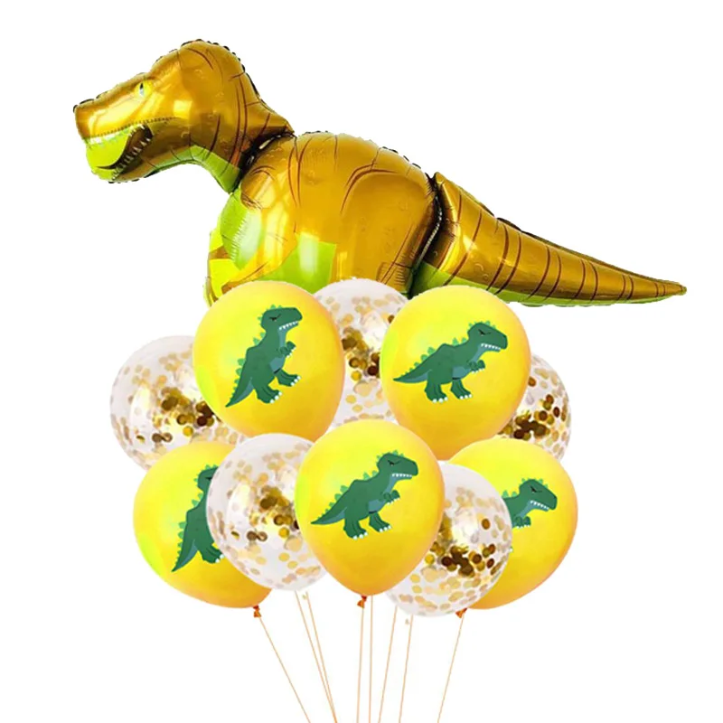 dino balloon set 5 WEIGAO динозавров День рождения одноразовая посуда, наборы дети животных День рождения украшения Бумага баннер/чашки/пластина поставляет - Цвет: dino balloon set 5