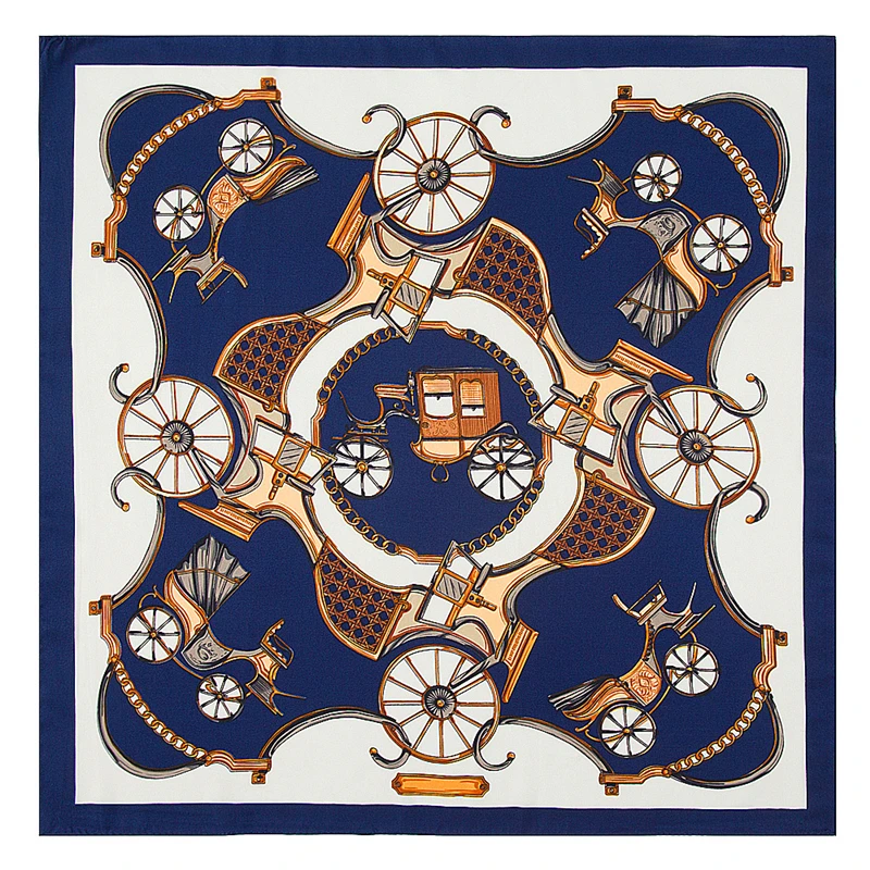 Шарф женский квадратный с принтом [POBING] Шелковый брендовый платок из 100% саржи в