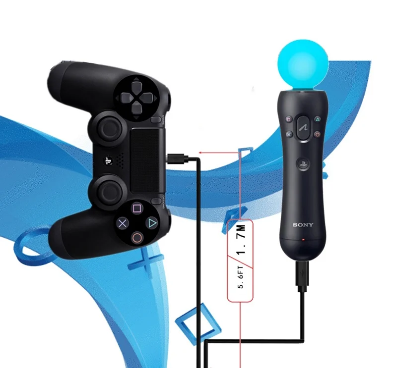 2 в 1 Зарядка через usb Кабель-адаптер для PSVR PLAYSTATION VR PS4 11.5ft/3,5 м Кабель-адаптер для Dual Shock PS4 контроллер
