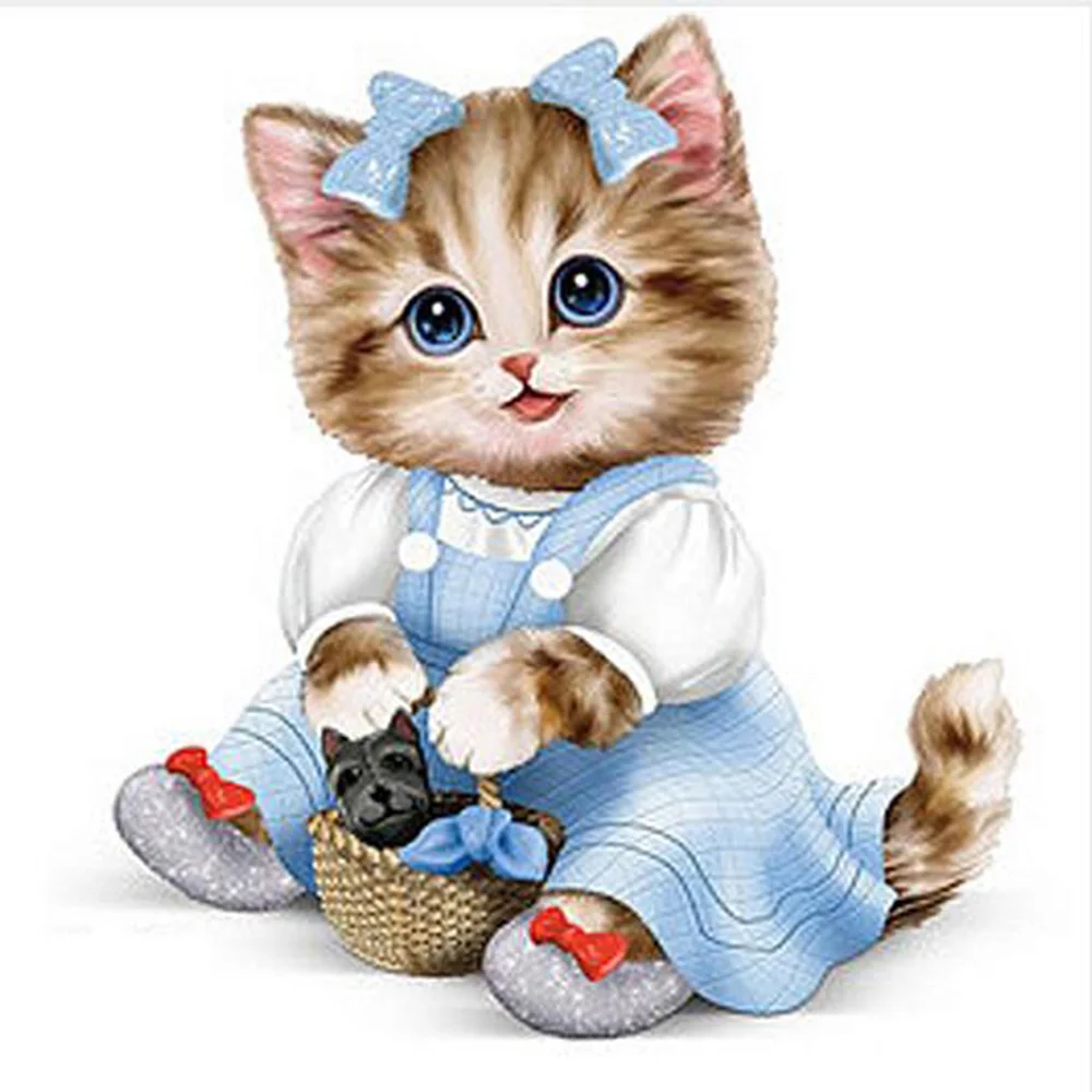 Алмазная Картина милый котенок Полный Круглый/квадратный дрель Мозаика DIY