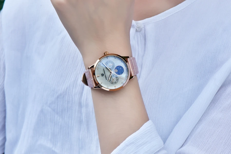 Женские модные часы Moon Phase PAGANI Дизайн Топ люксовый бренд Звездный календарь циферблат Элегантные женские кожаные кварцевые часы reloj mujer