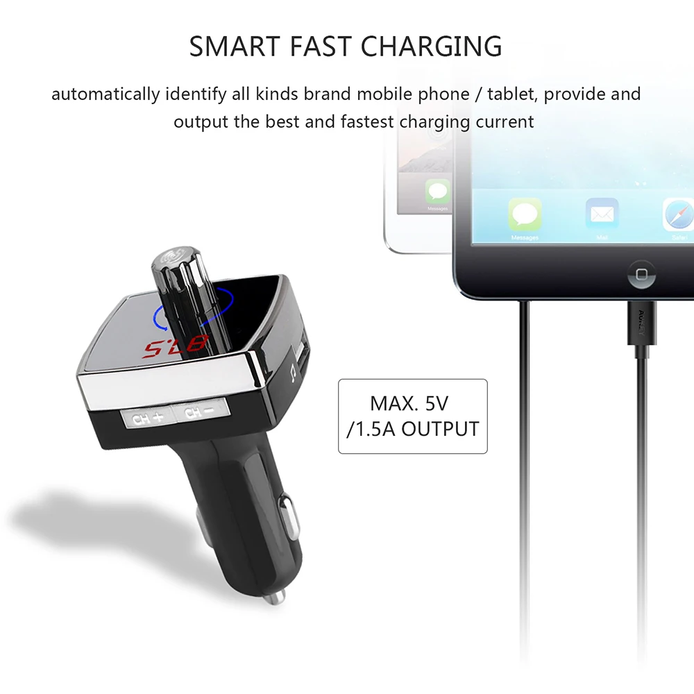 Bluetooth 4 2 FM модулятор с двумя USB портами 5 В а|FM-трансмиттеры| |
