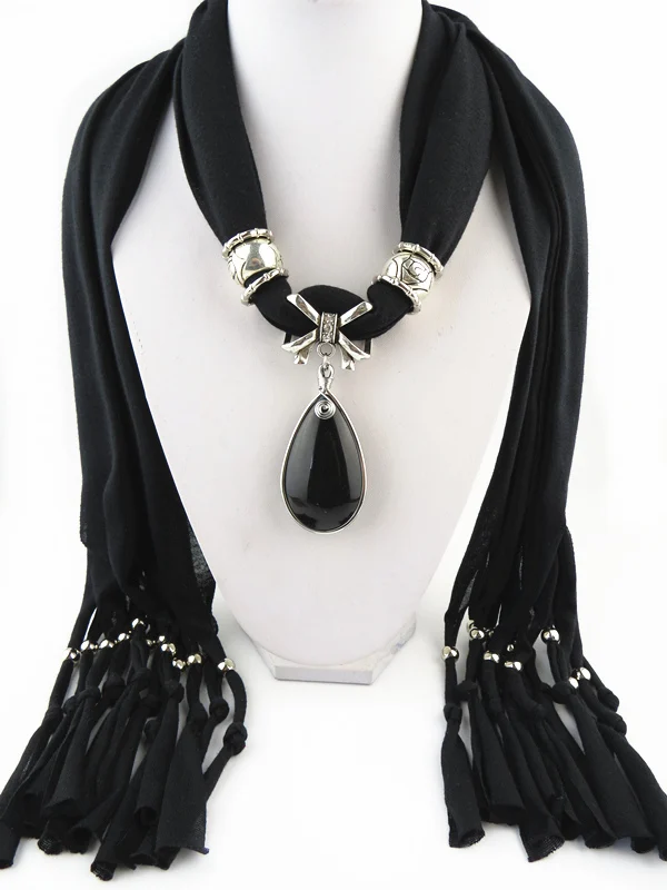 

2019 Fashion women scarf shawl tassel scarf new design black crystal pendant scarf Free Shipping