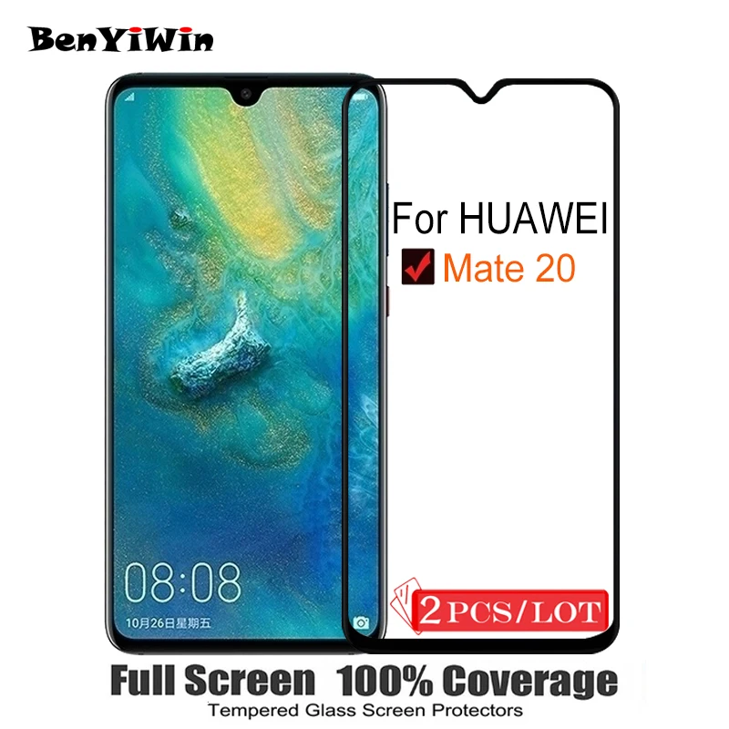 2 шт. 100% оригинальное закаленное стекло с полным покрытием для Huawei Mate 20 9H защита