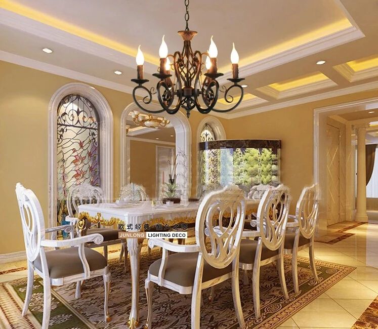 Рождественская Европейская мода винтажная люстра потолочный светильник 6 свечей