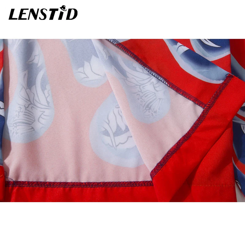 Мужская тонкая куртка кимоно LENSTID Fire Flame летнее повседневное с цветочным принтом