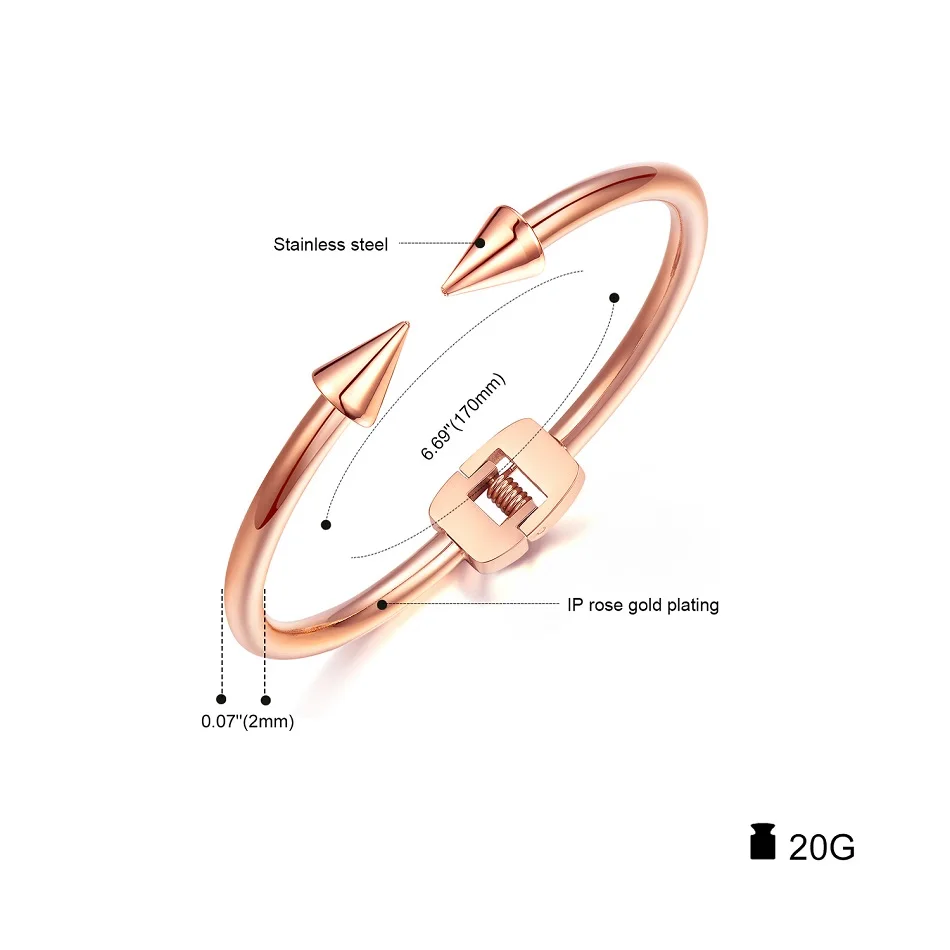 Женский браслет MNWT высококачественный из полированной стали с коническим