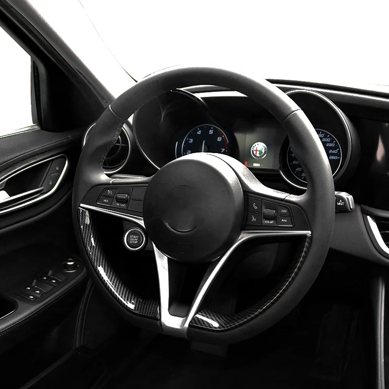 

QHCP ABS Carbon Fiber Style Car Steering Wheel Decorative Sticker Cover Trim Special For Alfa Romeo Giulia Stelvio Free Shipping