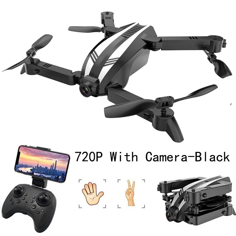 720p camera black Wide Angle RC Helicopter Gesture Take Photo rc Quadrocopter WIFI FPV Foldable Mini Drone Dron with Camera HD birthday gift - Цвет: 720p camera black