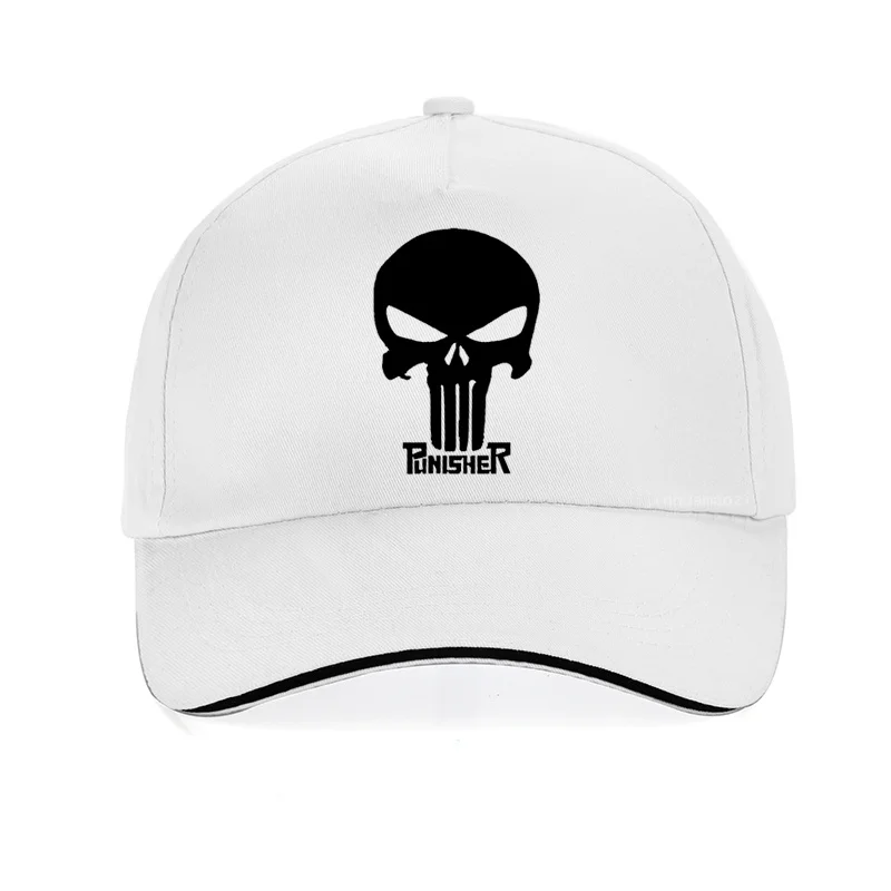 Белый Герой США Каратель Череп Логотип Бейсбольная кепка спортивная Snapback шапки регулируемая структура папа шляпа Повседневная мужская кепка s casquette bone - Цвет: Белый
