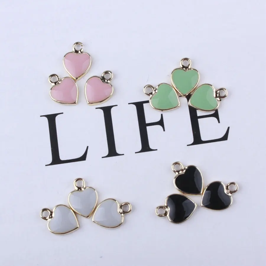 50pcs 10*14mm cute small heart enamel Charms For earring drop oil drop heart tag for bracelet Jewelry DIY Accessories Pendant