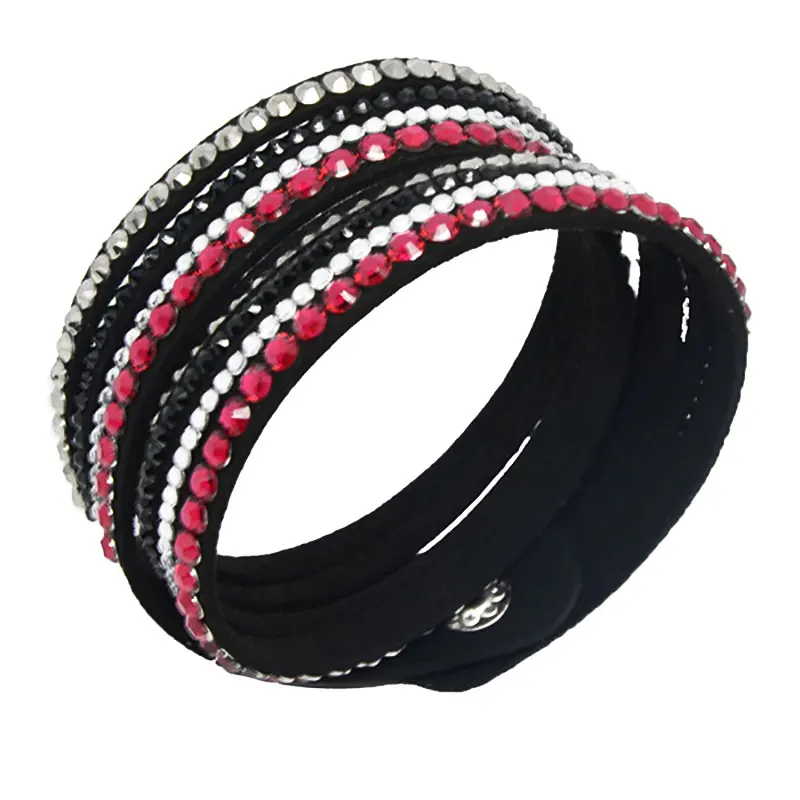 Модный Бархатный браслет кожаный с кристаллами и застежкой кнопкой ювелирные