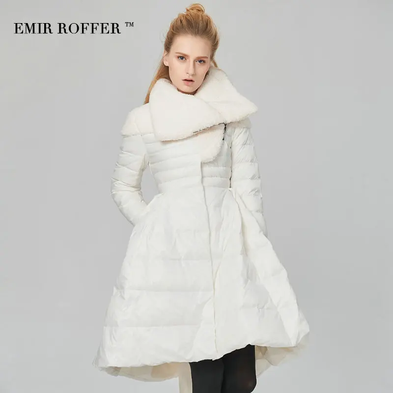 Фото EMIR ROFFER 2018 новинка модный зимний итальянский женский пуховик куртка юбка длинное EMIR ROFFER 2018 новинка модный зимний итальянский женский пуховик куртка юбка длинное