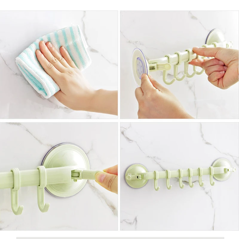 

1PC Adjustable Hook Rack Kitchen Bathroom Wall Hanger Vacuum Rack Stand Storage Hook Towel Rack Hanging Bathroom Accessories