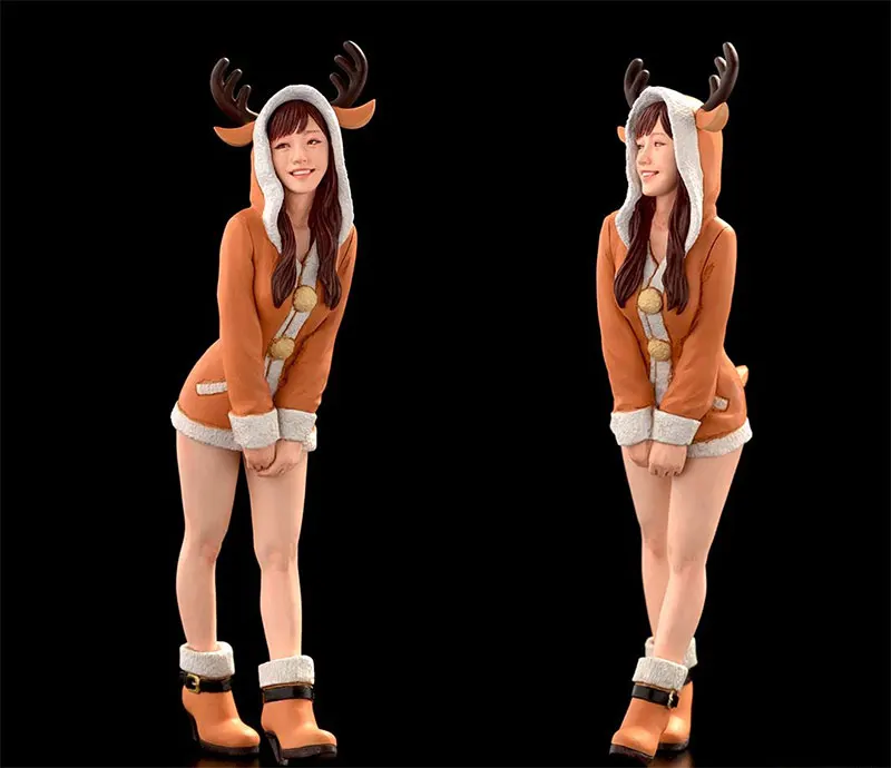 Kawaii 1/20 масштаб олень девушка миниатюрные моделирование Неокрашенная сборка