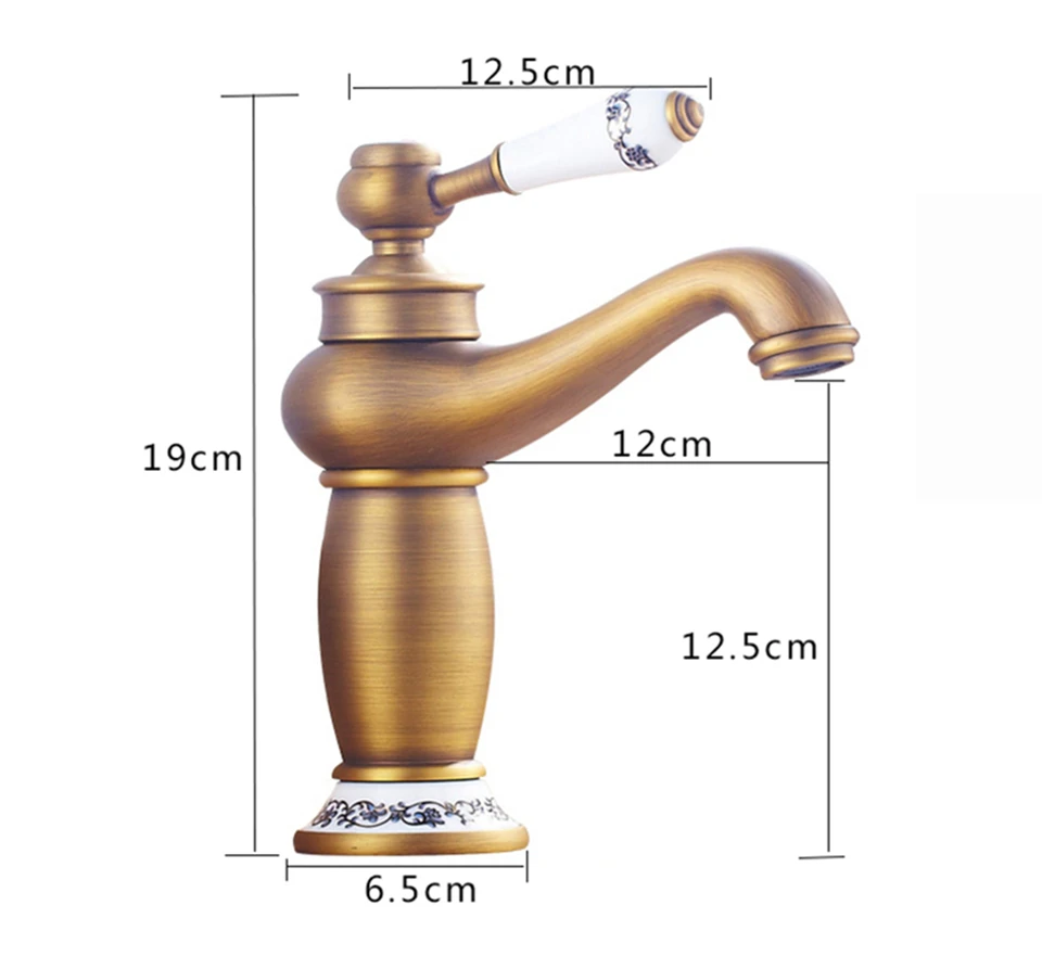 Хромированная, твердая, латунная кран Матовый антикварные краны для умывальника ванной комнаты горячей и холодной смесителя фарфоровый Поворотный Смеситель для ванной
