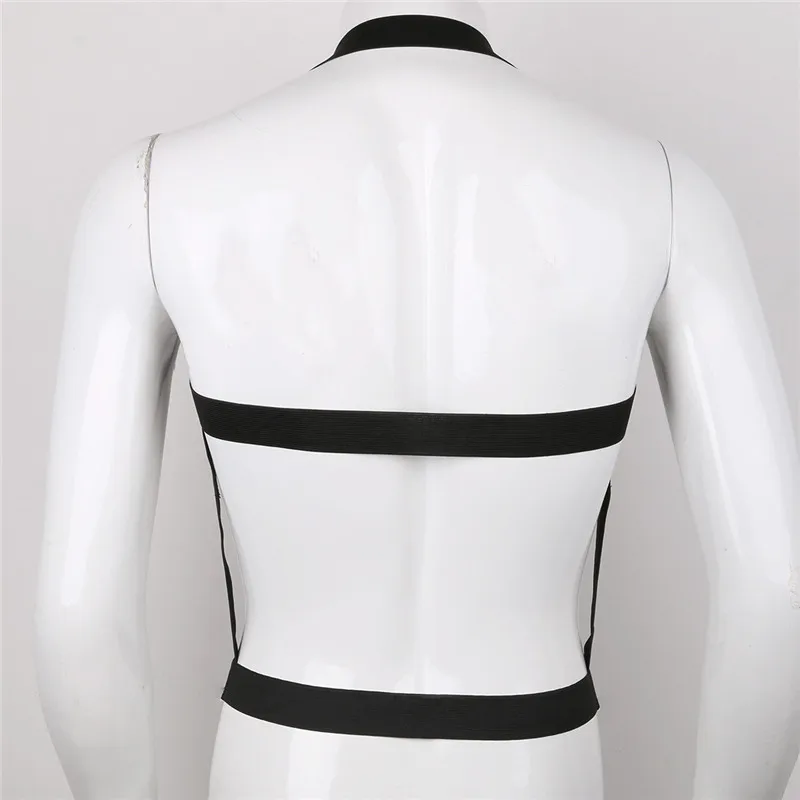 Feeshow Gothic Sexy Men Hombre Lingerie Halter Neck Elastic Hollow-out Body Chest Harness Bondage BDSM Man Costume Belt Shapers |