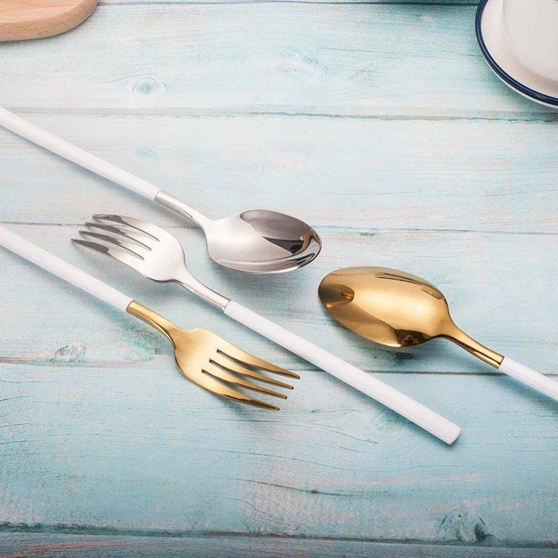 Лучший товар столовый набор из 4 предметов белой и Золотой нержавеющей стали 304