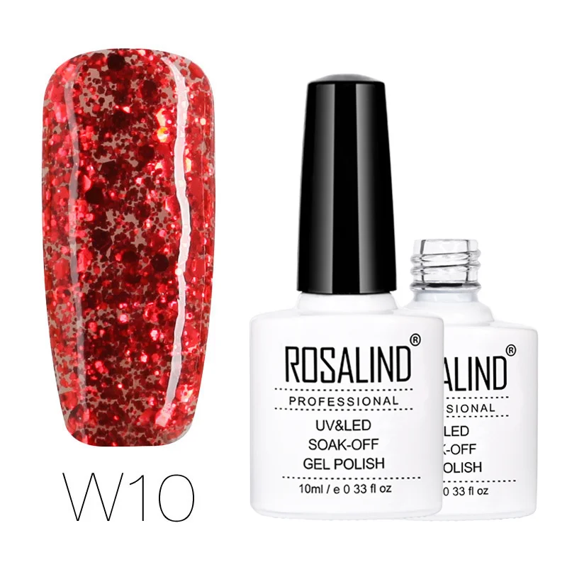 W10 Rosalind гель 1S Новое поступление УФ-гель для ногтей 10 мл бриллиантовый блеск с ультрафиолетовым свечением лак для ногтей Гель-лак для ногтей замочить от маникюра Гель-лак - Цвет: W10