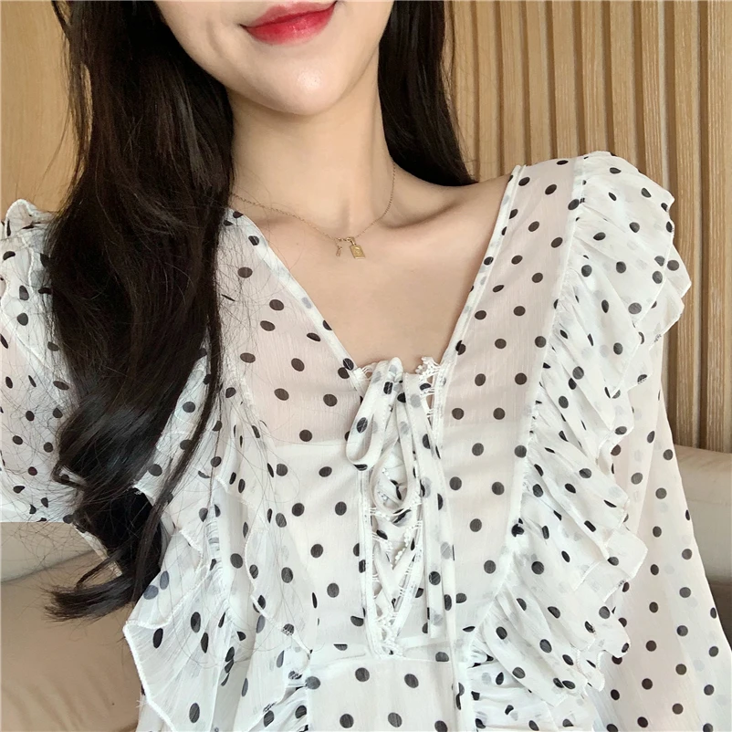 Весенне-летняя женская одежда с v-образным вырезом шифоновые короткие платья