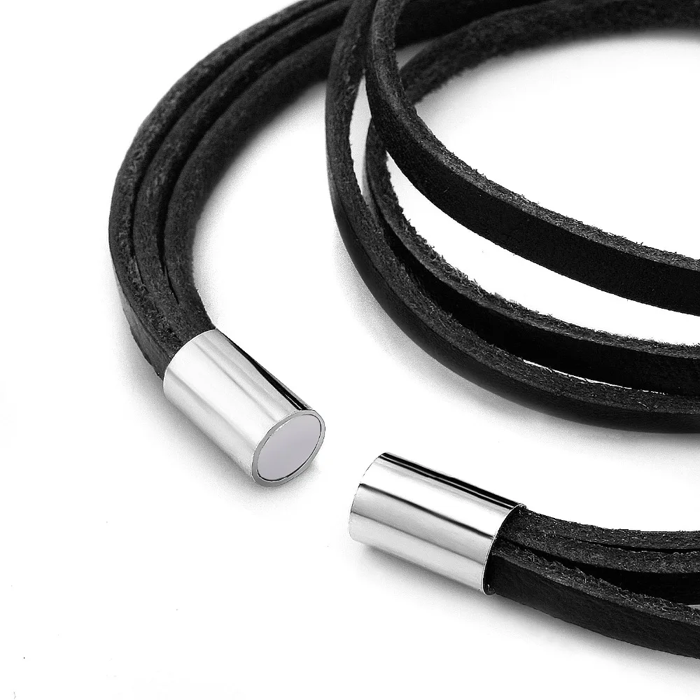 JewelrieShop однообразный шероховатый ремешок из натуральной кожи магнитный браслет