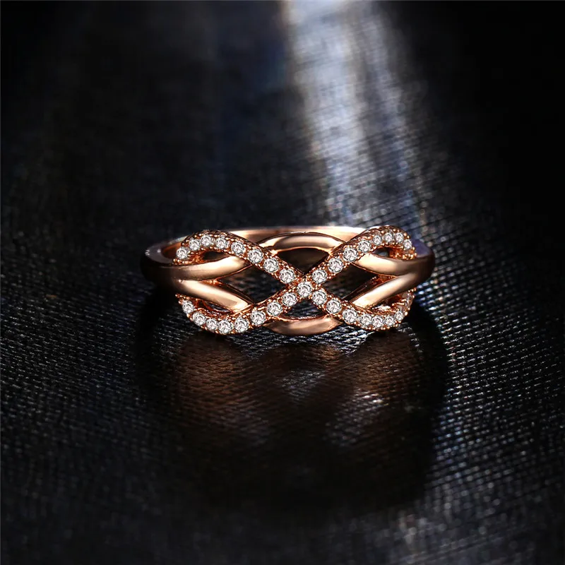 BOAKO Fashion/розовое золото CZ вечность бесконечный любовь claddagh 8 Форма кольца для