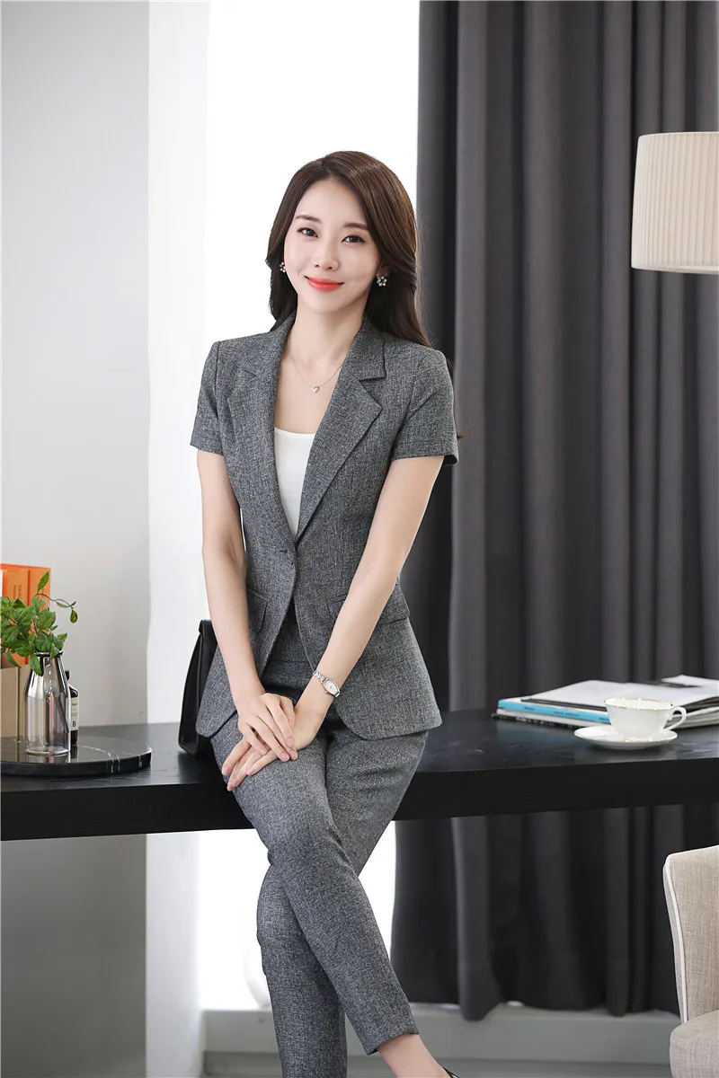 Новинка серые профессиональные деловые костюмы куртки и брюки Женская рабочая