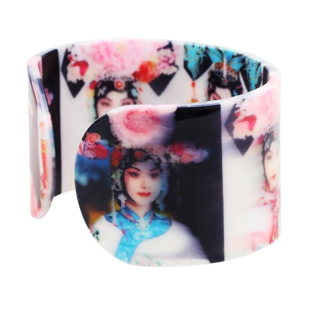 Bonsny Plastic Chinese Peking Opera Actress Bangles Bracelets Fashion Ethnic Craft Jewelry For Women Girls Ladies Souvenir Gift | Украшения