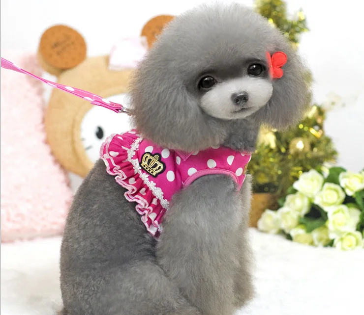 Поводок для собак кошек мягкий материал хлопок кружево поводок красный и черный