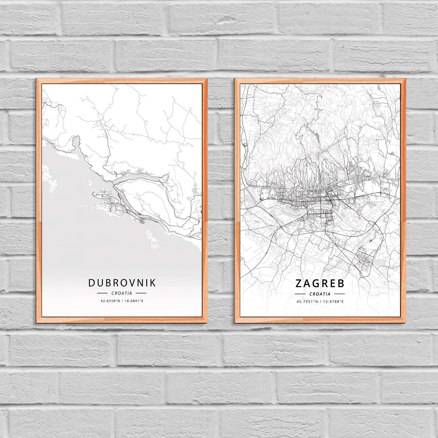 Dubrovnik Zagreb Croatia Map Poster | Дом и сад