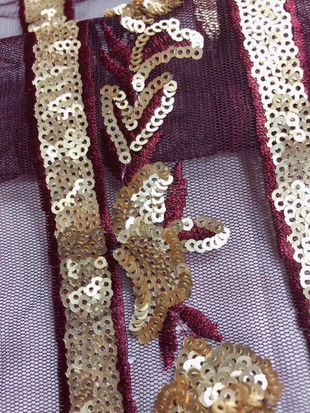NEW Gorgeous High Quality African Lace Fabric 2019 Latest 3d Wine Gold Sequin Tulle Nigerian With Sequins For Wedding | Дом и сад