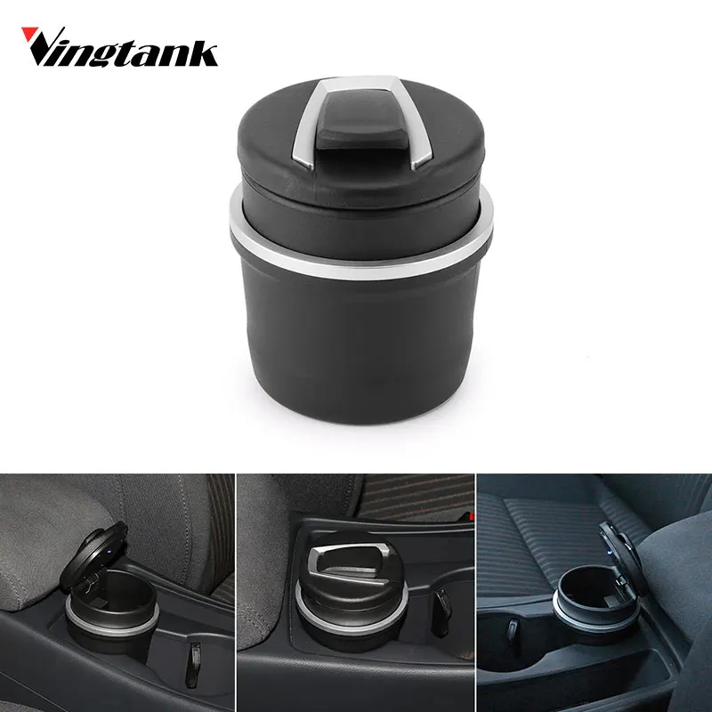Vingtank Автомобильная сигарета пепельница для чашки держатель бездымного с синим светодиодный свет и пепельница с крышкой Встроенная батарея сигарета пепельница
