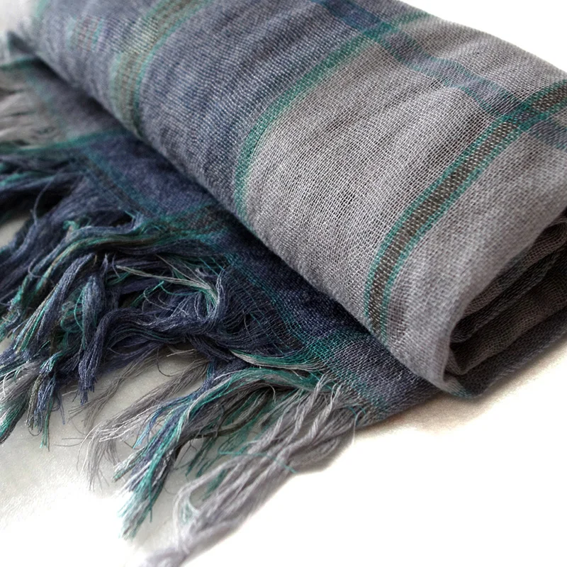 

Long Scarf Tassel Scarves 100% Viscose Oblong Shawl Unisex British Style Fashion Extra Large Blue Grid