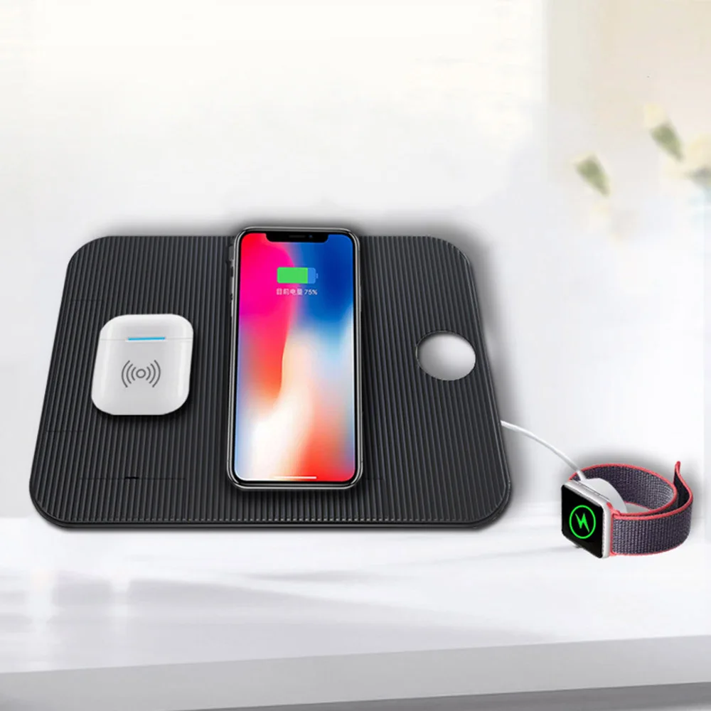 4 в 1 Qi Беспроводное зарядное устройство для Apple Watch 1 2 3 4 Iphone 8 X XR XS samsung Note 8 S8 Вертикальная Складная быстрая Беспроводная зарядка
