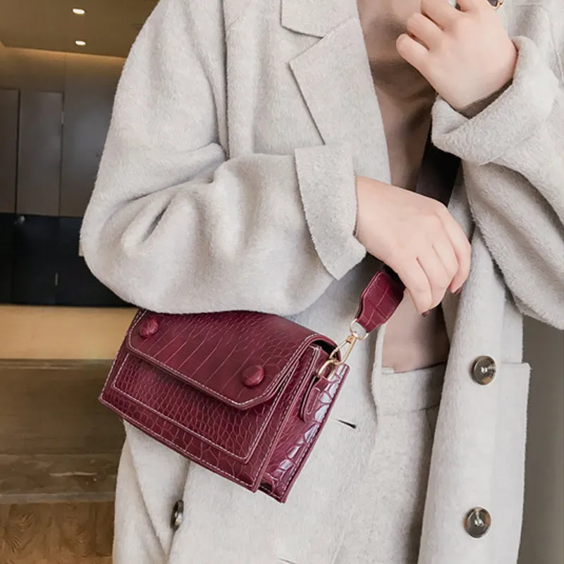 1 шт. женская сумка через плечо из искусственной кожи с широким ремешком для