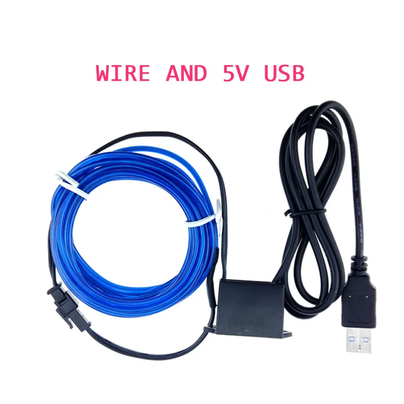 Wire and 5V USB 3 м/5 м Гибкий неоновый светодиодный светильник свечение EL провода трос лента прокладки кабеля светодиодный неоновый Сапоги с подсветкой Костюмы автомобиля Декор водонепроницаемый светодиодный полосы светильник - Испускаемый цвет: Wire and 5V USB