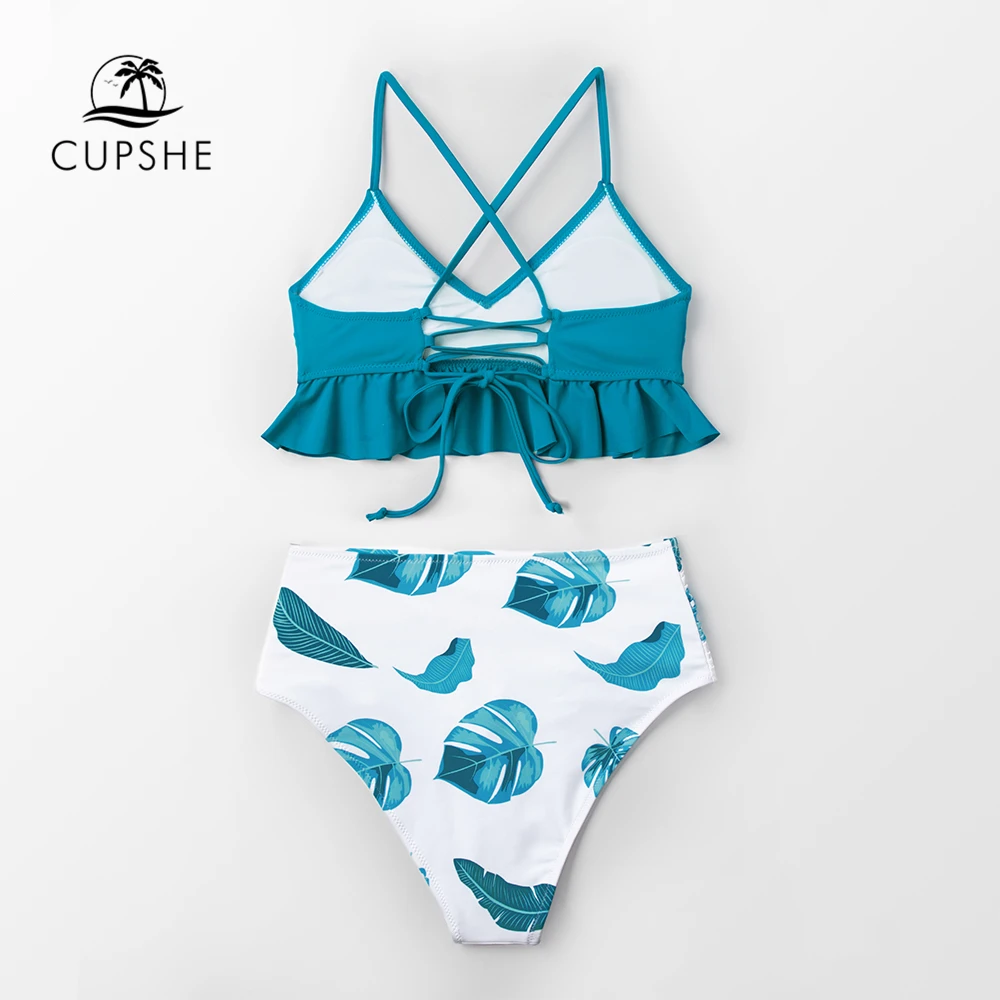 Женский купальник-бикини CUPSHE комплект из двух предметов с оборками и принтом в