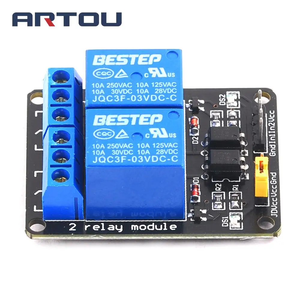 2 канальный релейный модуль 3 В в с оптроном выход ходовой для Arduino|Интегральные