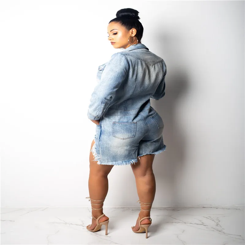 

Blue Jean Denim Jumpsuits Women Casual Long Sleeve Full Length Casual Rompers Overalls Women Elegant Slim Bandage Sexy Jumpsuit