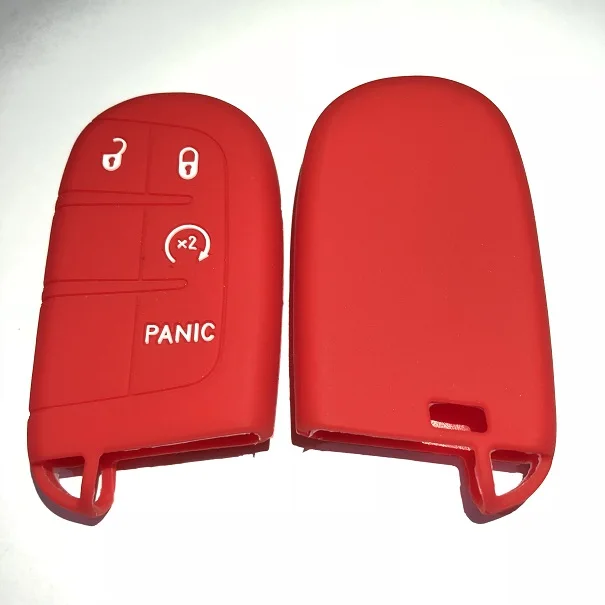 3+ Panic Smart Key control FOB Shell Holder чехол силиконовый чехол для Jeep Grand Cherokee Chrysler Dodge для Fiat 500X Автомобильный ключ - Название цвета: Красный