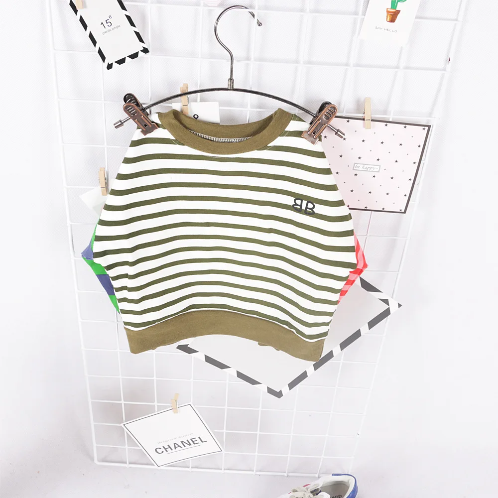 INS/Осенняя детская футболка в полоску топы для детей модная одежда из хлопка с