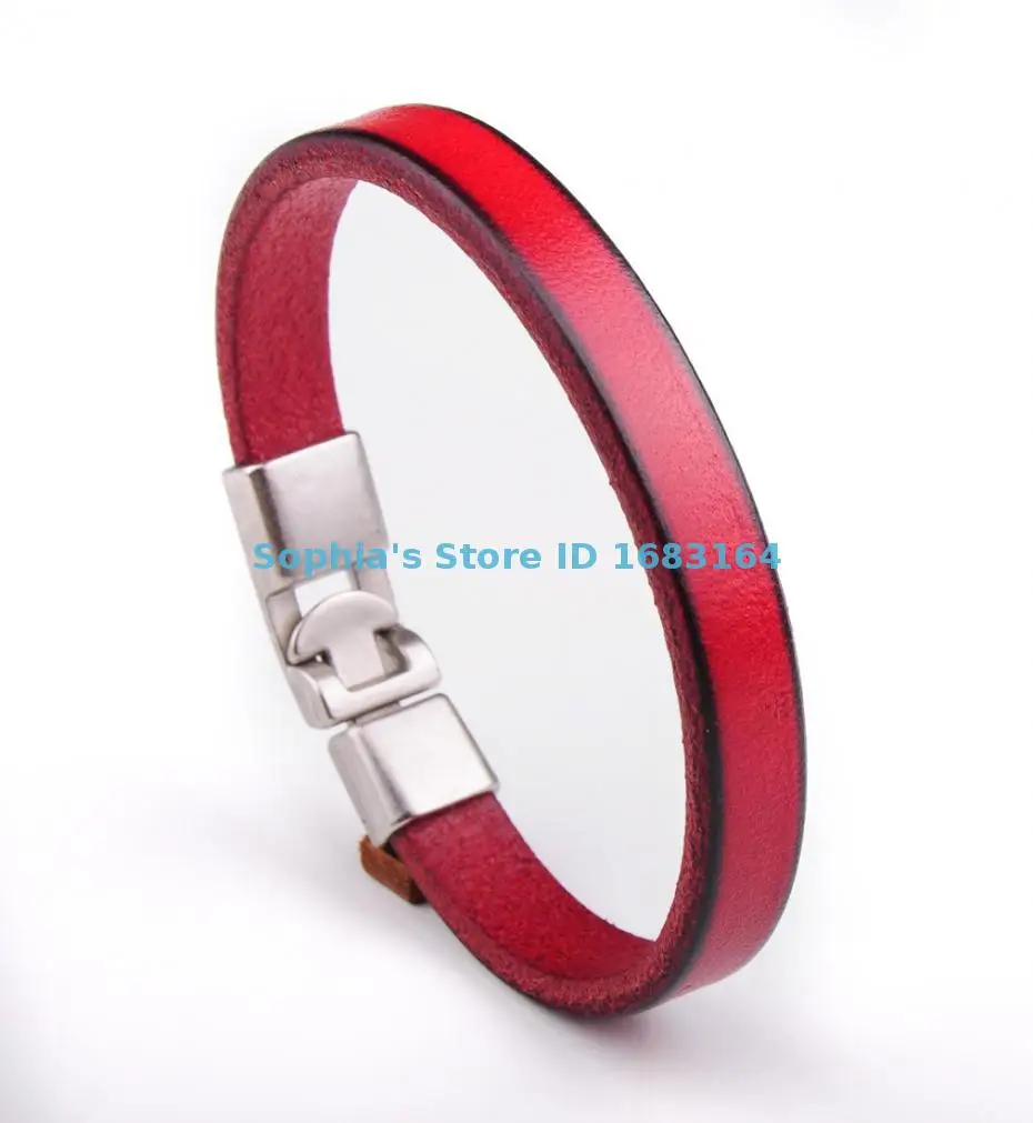 BL11 красная Новинка мужской простой тонкий кожаный Браслет манжета на