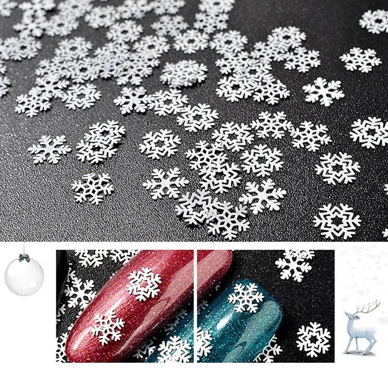 Наклейки для дизайна ногтей в виде белых снежинок декоративный Гель-лак 5*5 мм |