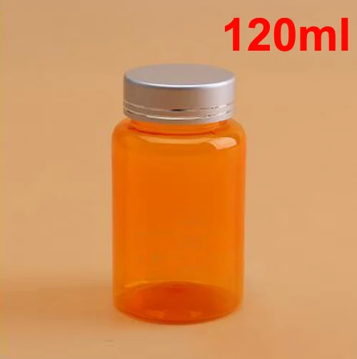 (100 шт./лот) 120CC/120 мл полупрозрачные пластиковые бутылки оранжевого цвета капсулы